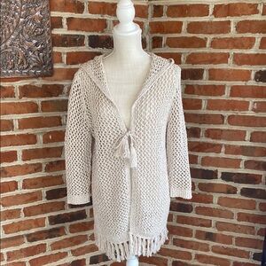 J. Jill Cream Open-Knit Cardigan Sweater
